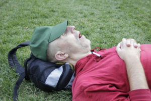 A sleep apnea sufferer in a San Francisco park